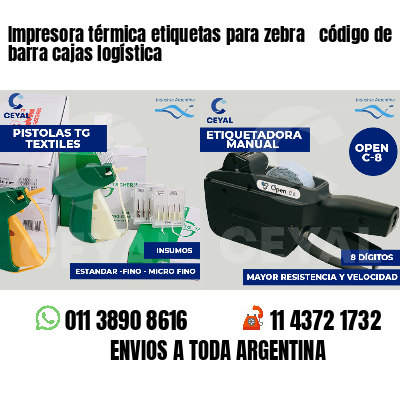 Impresora térmica etiquetas para zebra  código de barra cajas logística